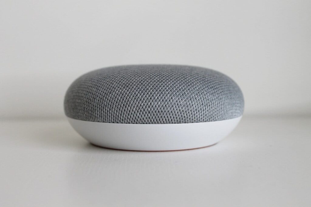 Google Home on a white surface for home automation