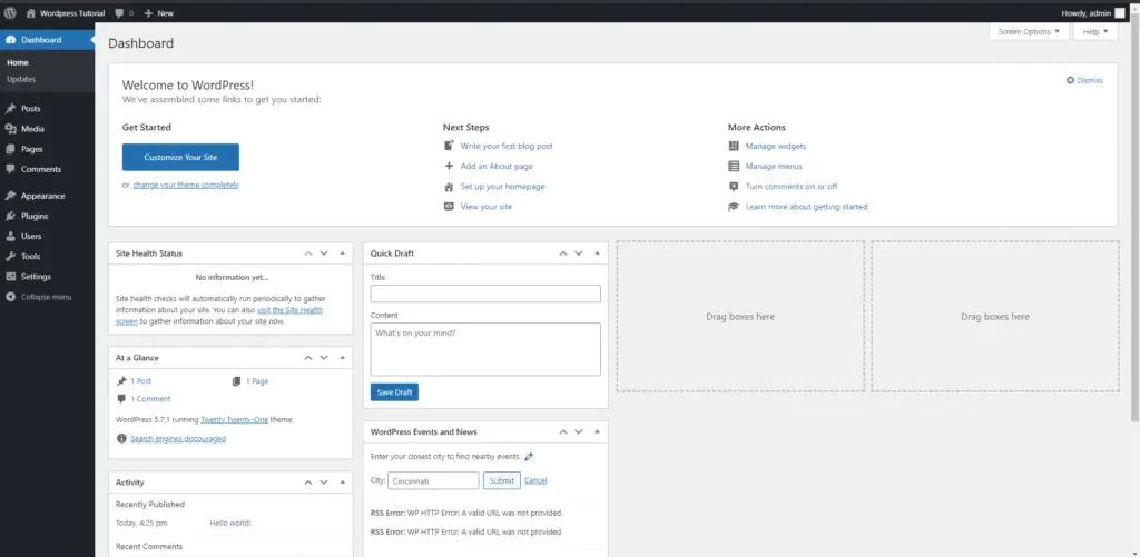 WordPress Admin Panel