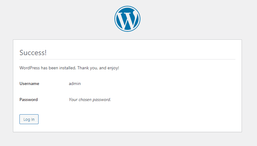 Manual WordPress installation finished