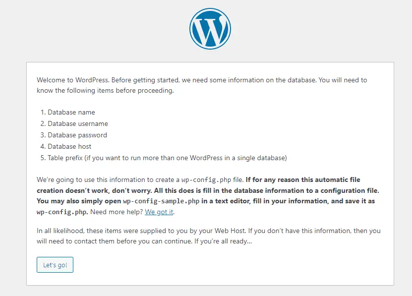 WordPress installation requirements