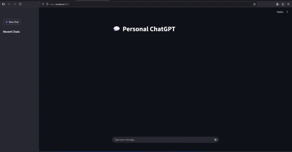 Screenshot of Personal ChatGPT Web App